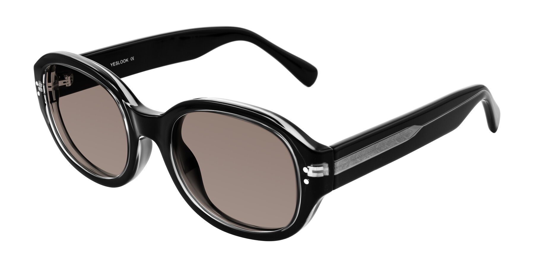 Angle of Novak in Black with Medium Brown Tinted Lenses