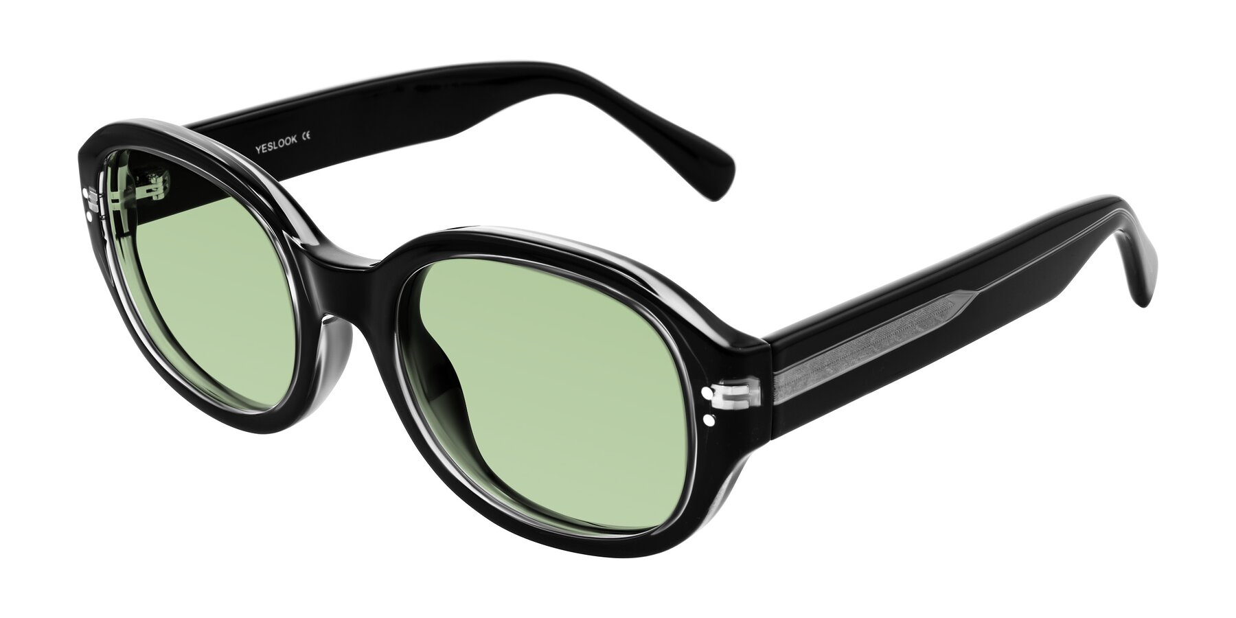 Angle of Novak in Black with Medium Green Tinted Lenses