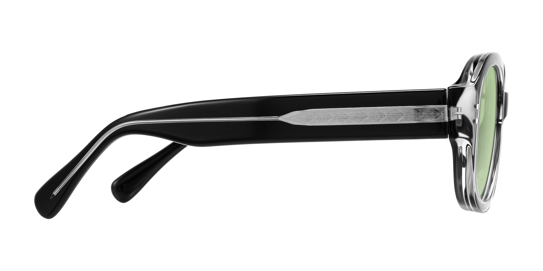 Side of Novak in Black with Medium Green Tinted Lenses