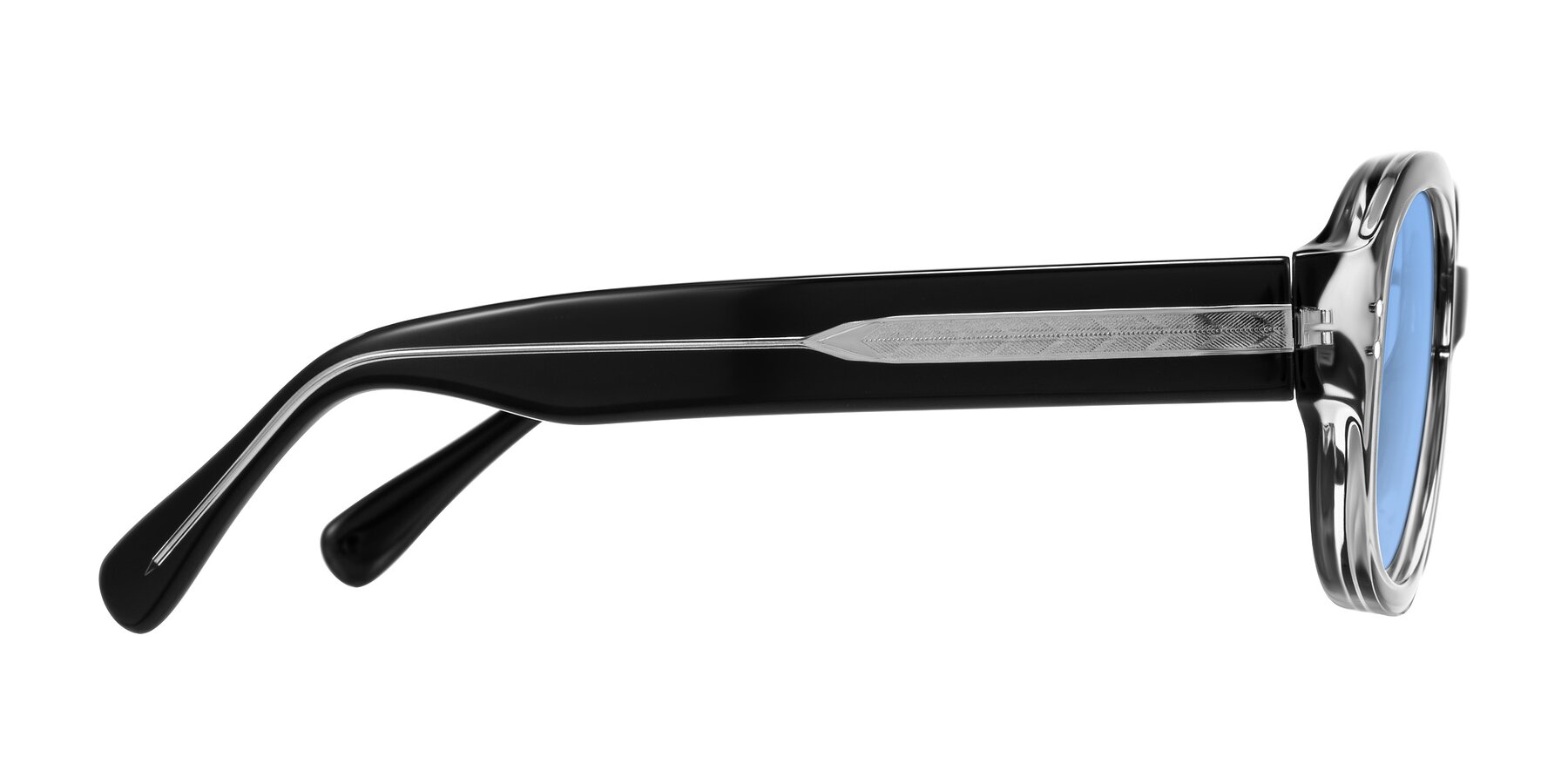 Side of Novak in Black with Medium Blue Tinted Lenses