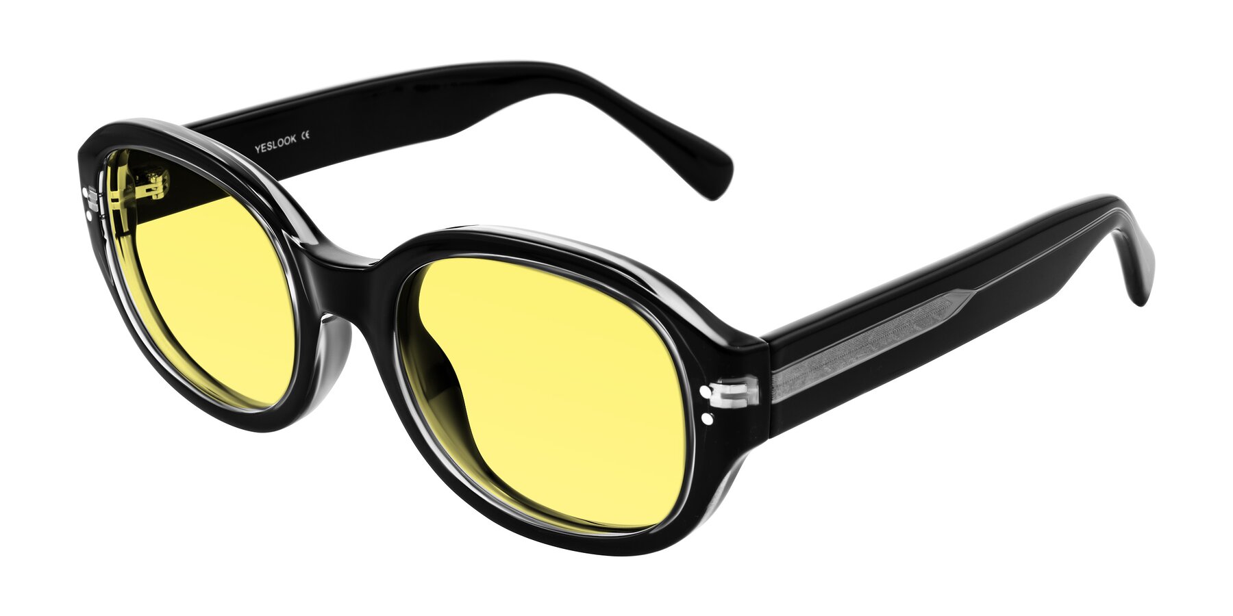 Angle of Novak in Black with Medium Yellow Tinted Lenses