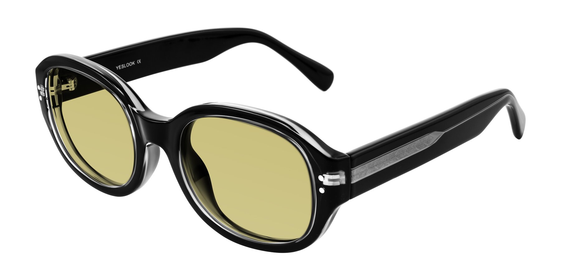 Angle of Novak in Black with Medium Champagne Tinted Lenses