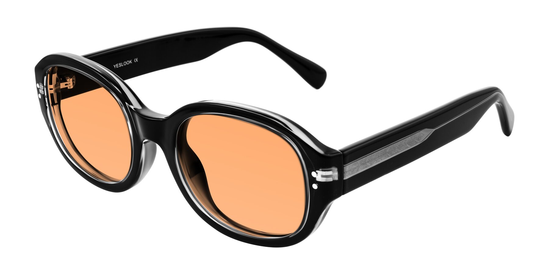 Angle of Novak in Black with Medium Orange Tinted Lenses