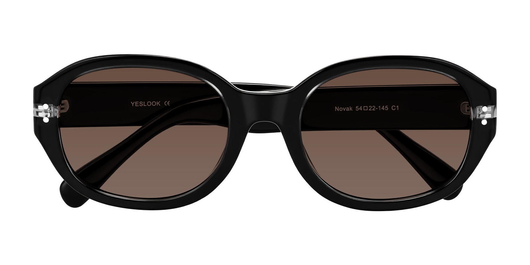 Folded Front of Novak in Black with Brown Tinted Lenses