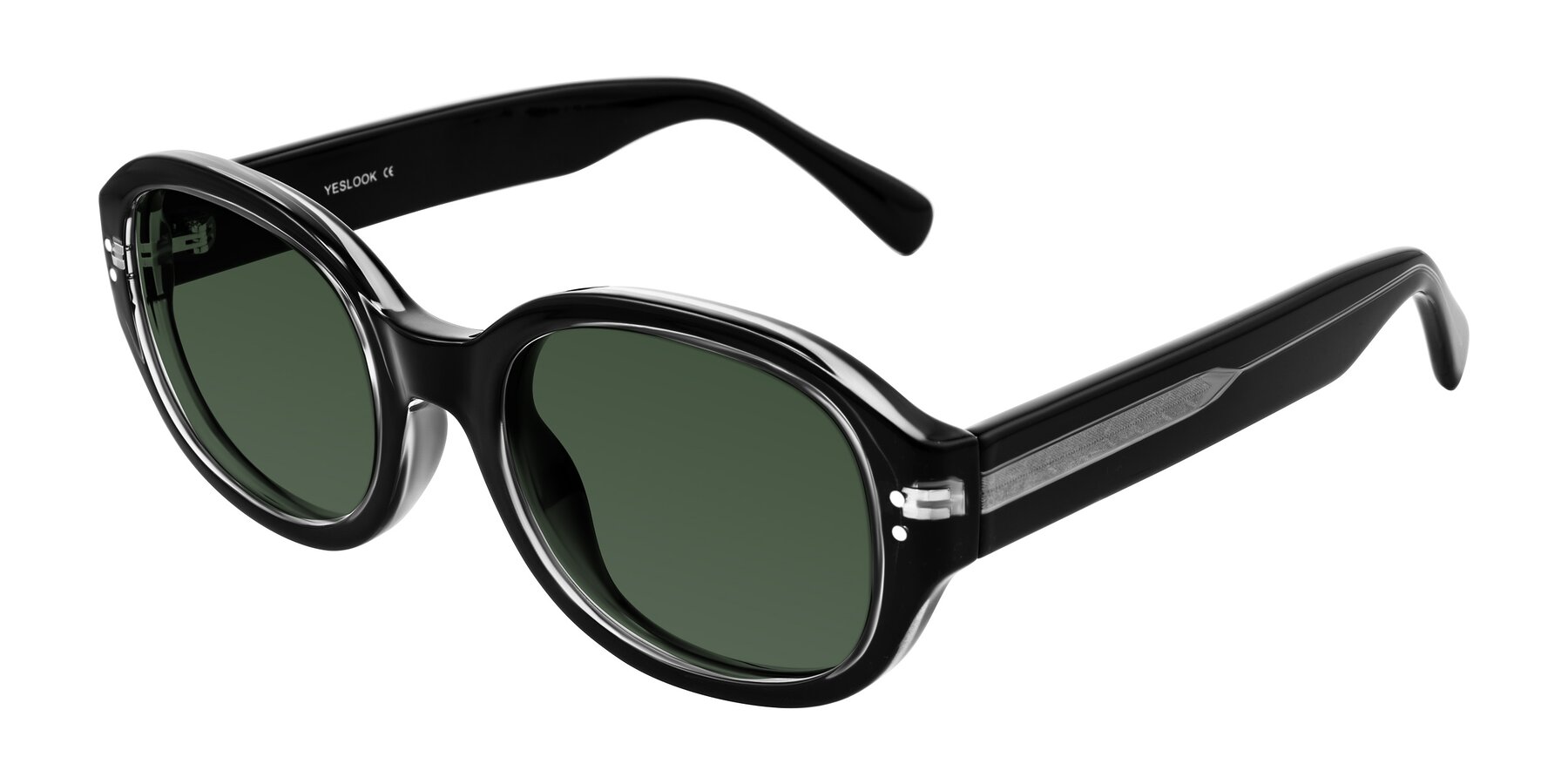 Angle of Novak in Black with Green Tinted Lenses