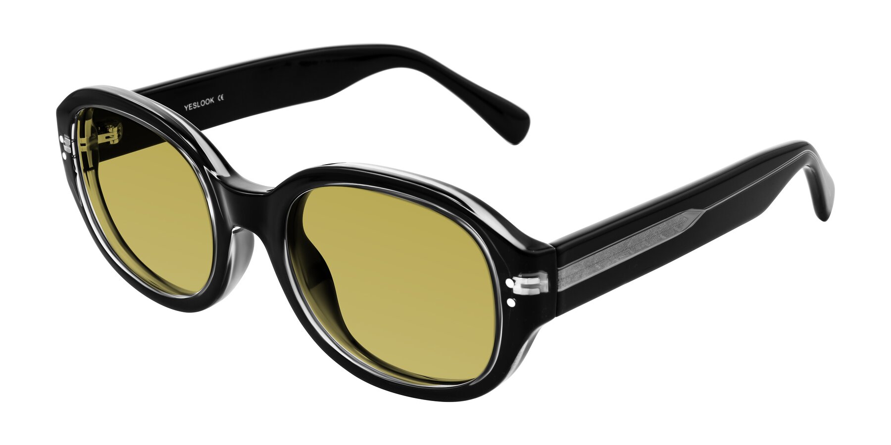 Angle of Novak in Black with Champagne Tinted Lenses