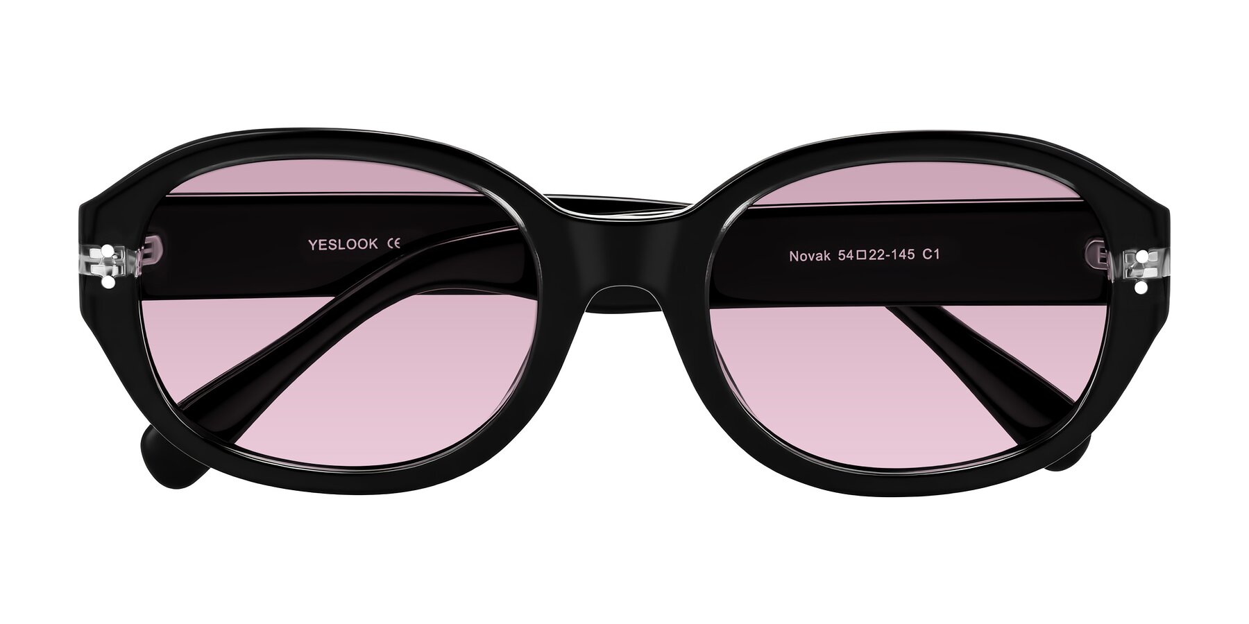 Folded Front of Novak in Black with Light Wine Tinted Lenses