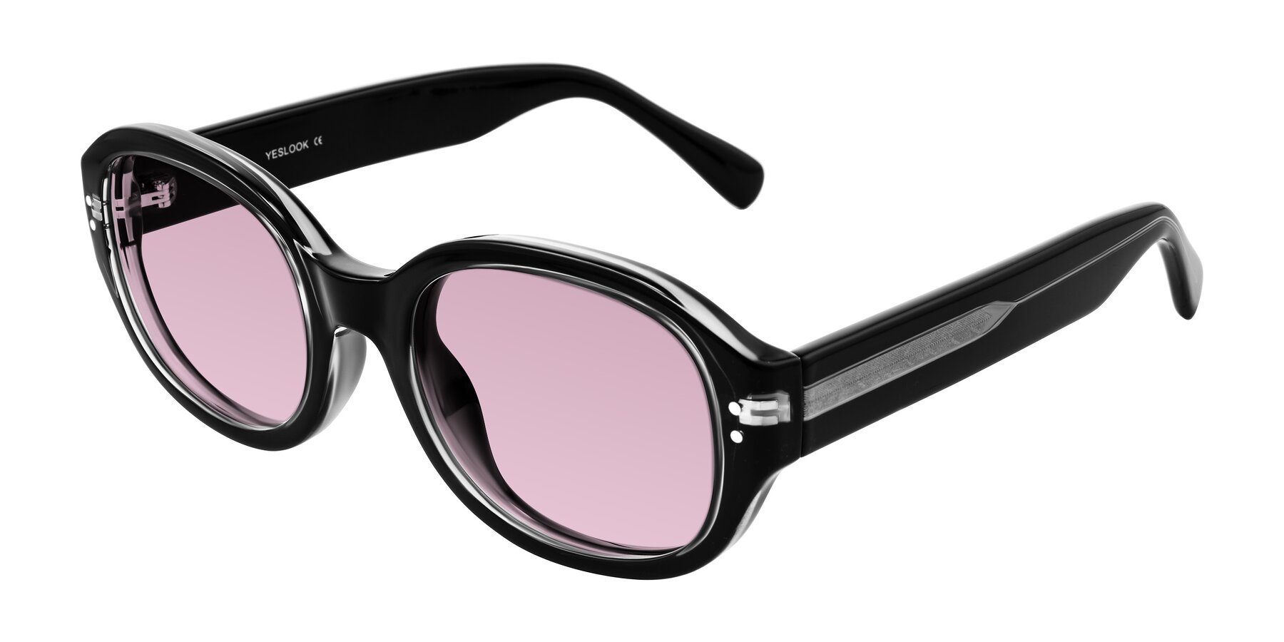 Angle of Novak in Black with Light Wine Tinted Lenses