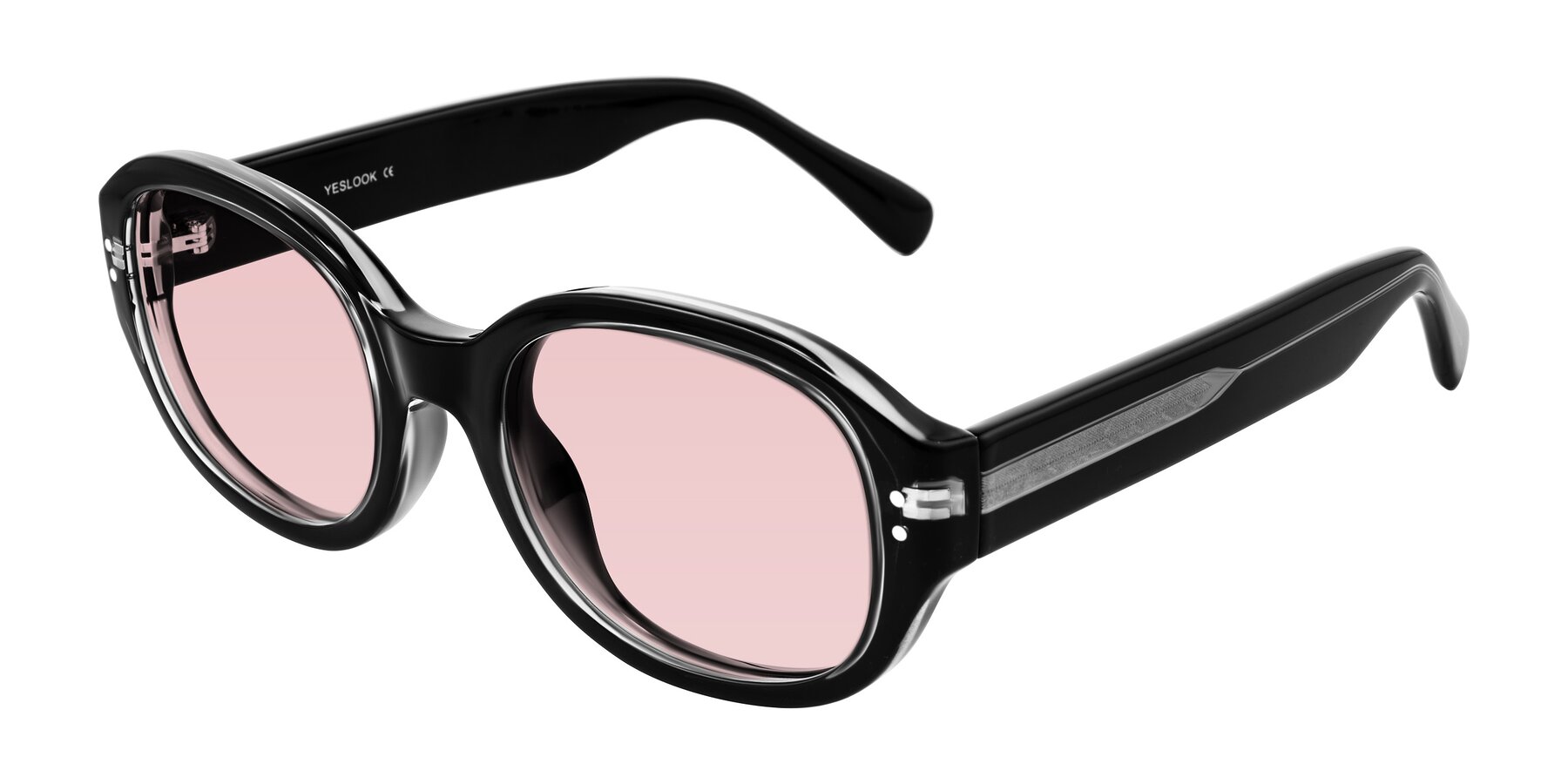 Angle of Novak in Black with Light Garnet Tinted Lenses