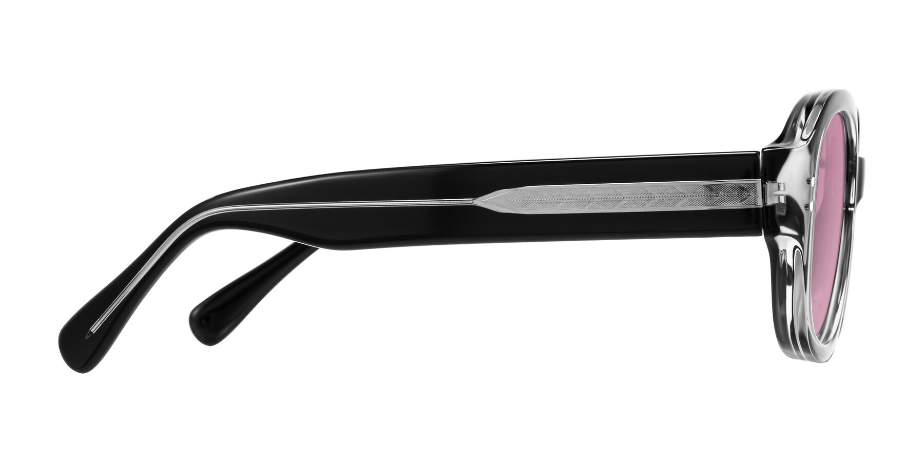 Side of Novak in Black with Medium Wine Tinted Lenses