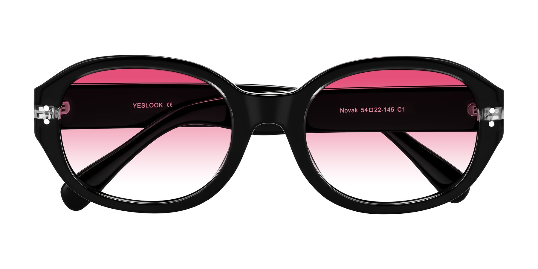 Folded Front of Novak in Black with Pink Gradient Lenses
