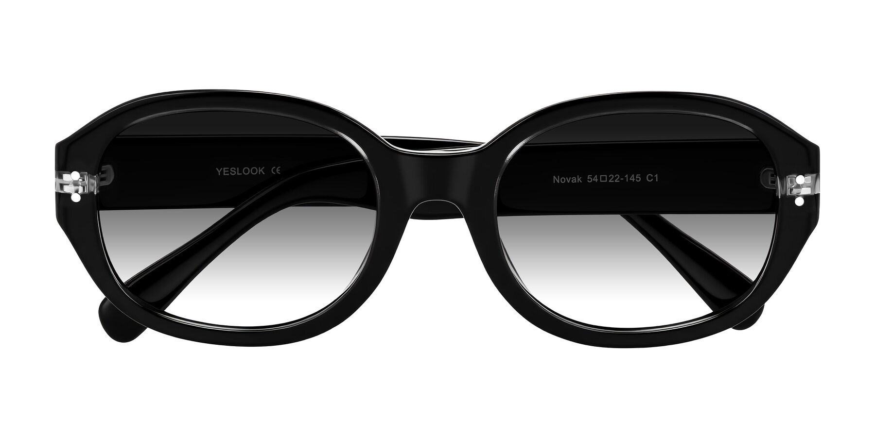 Folded Front of Novak in Black with Gray Gradient Lenses