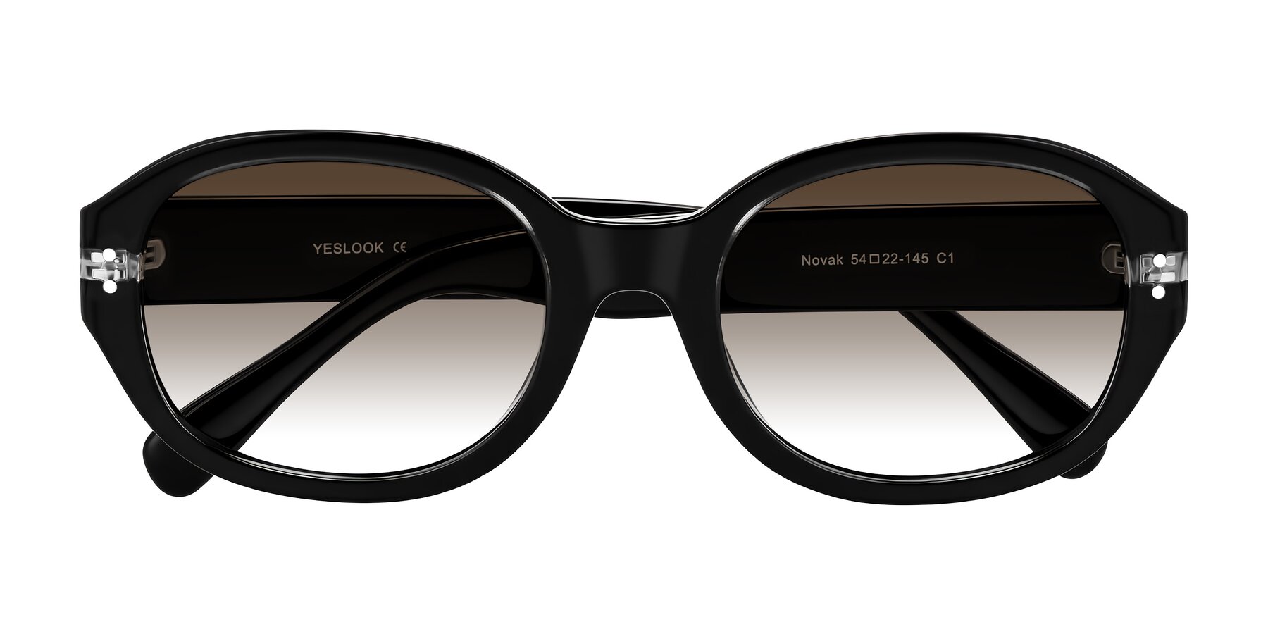 Folded Front of Novak in Black with Brown Gradient Lenses
