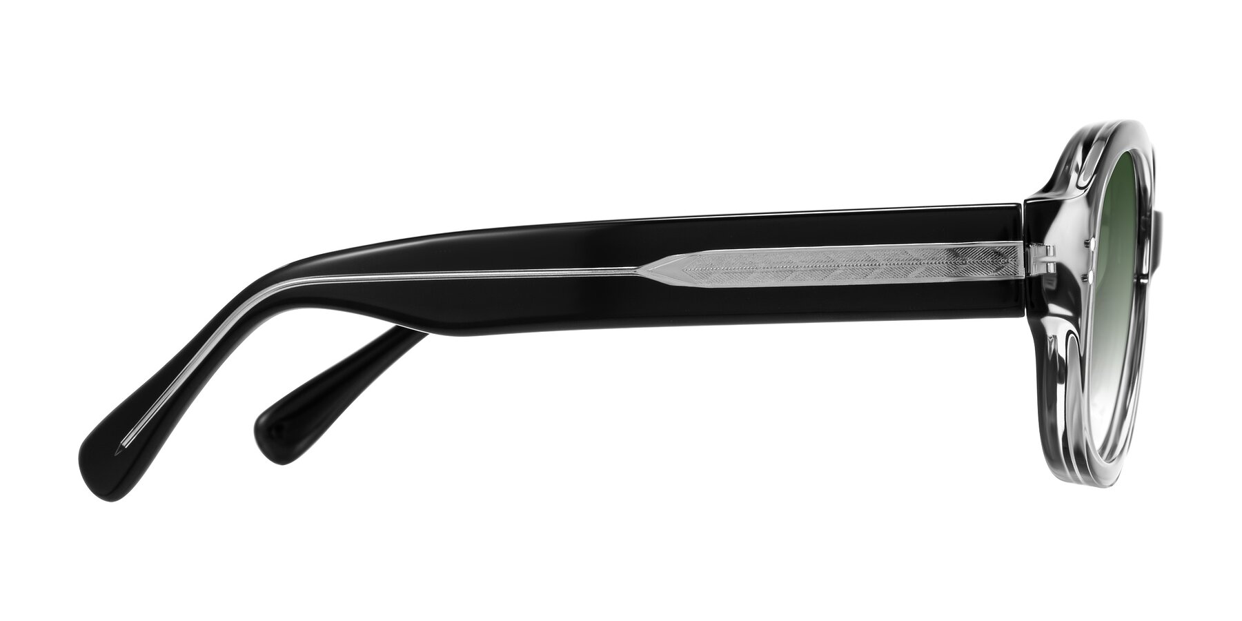 Side of Novak in Black with Green Gradient Lenses