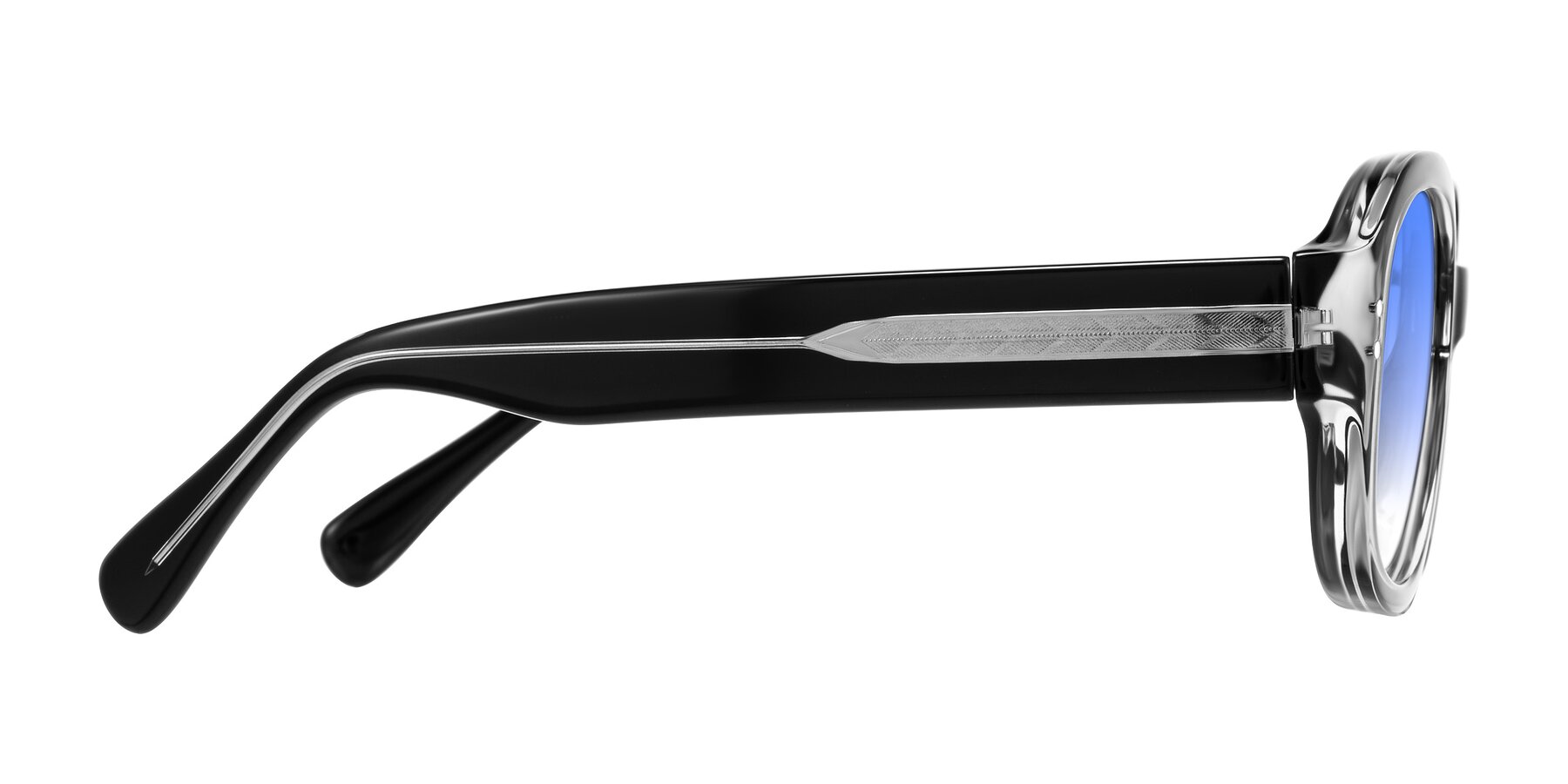 Side of Novak in Black with Blue Gradient Lenses