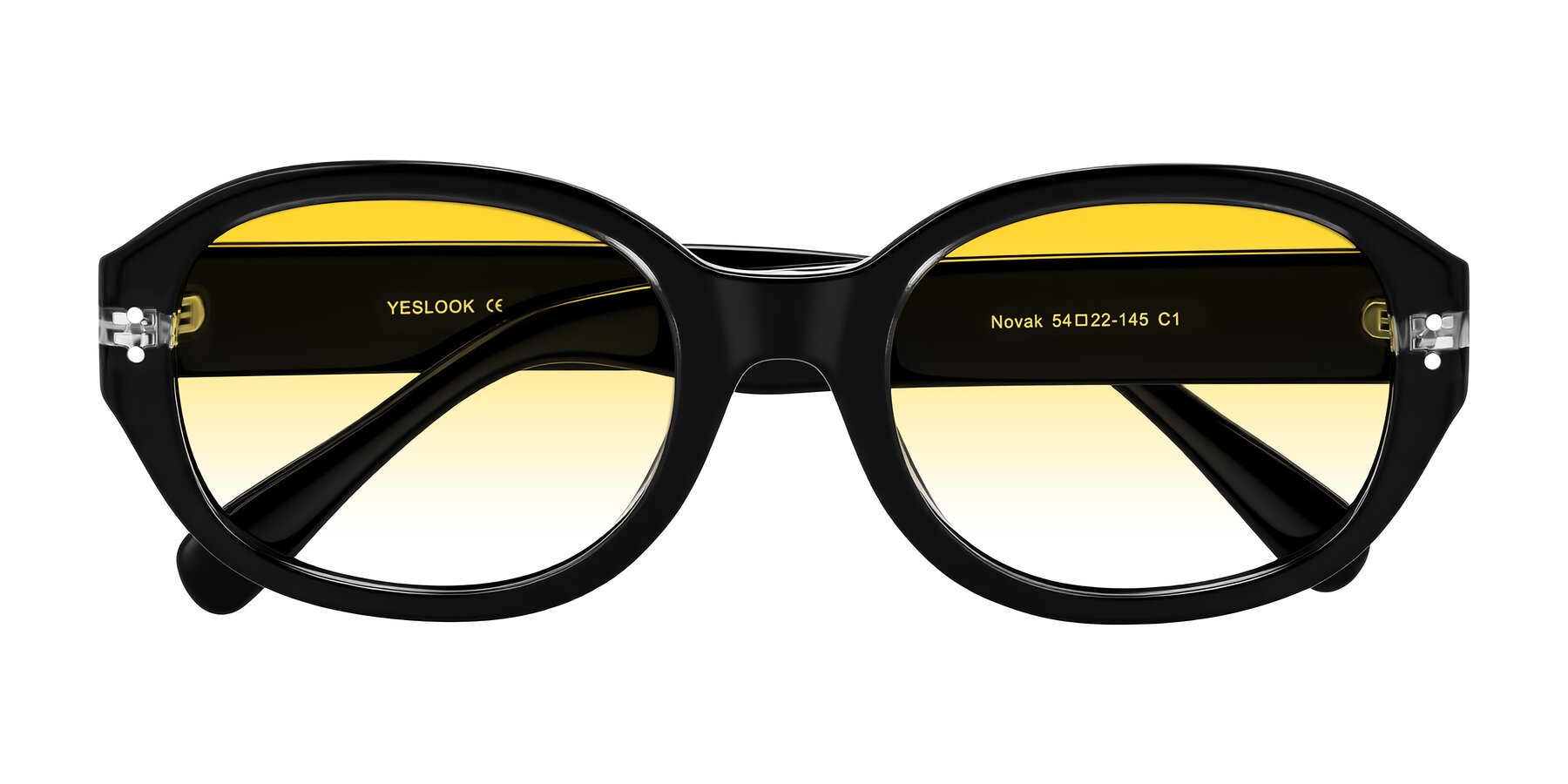 Folded Front of Novak in Black with Yellow Gradient Lenses