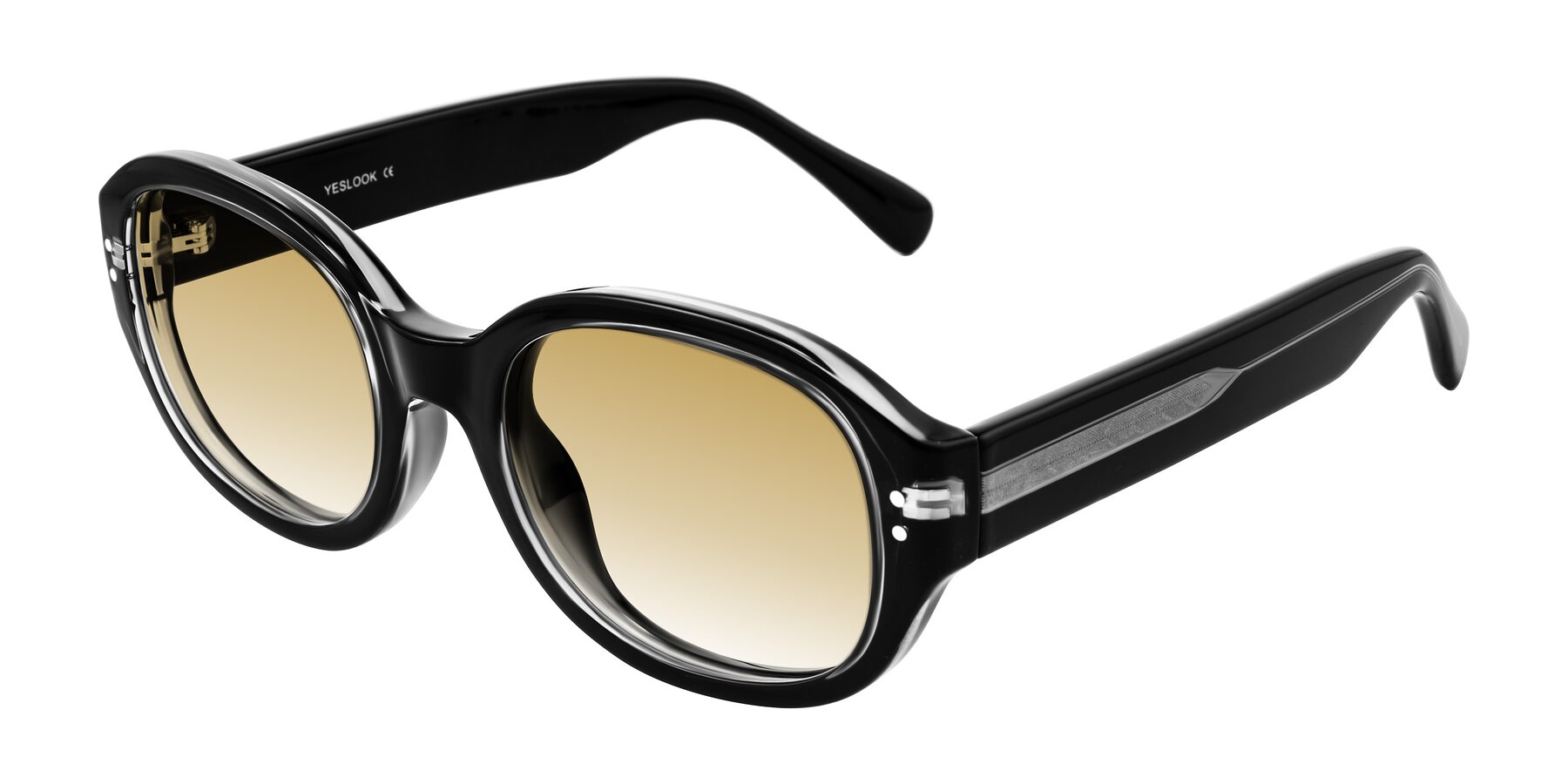 Angle of Novak in Black with Champagne Gradient Lenses
