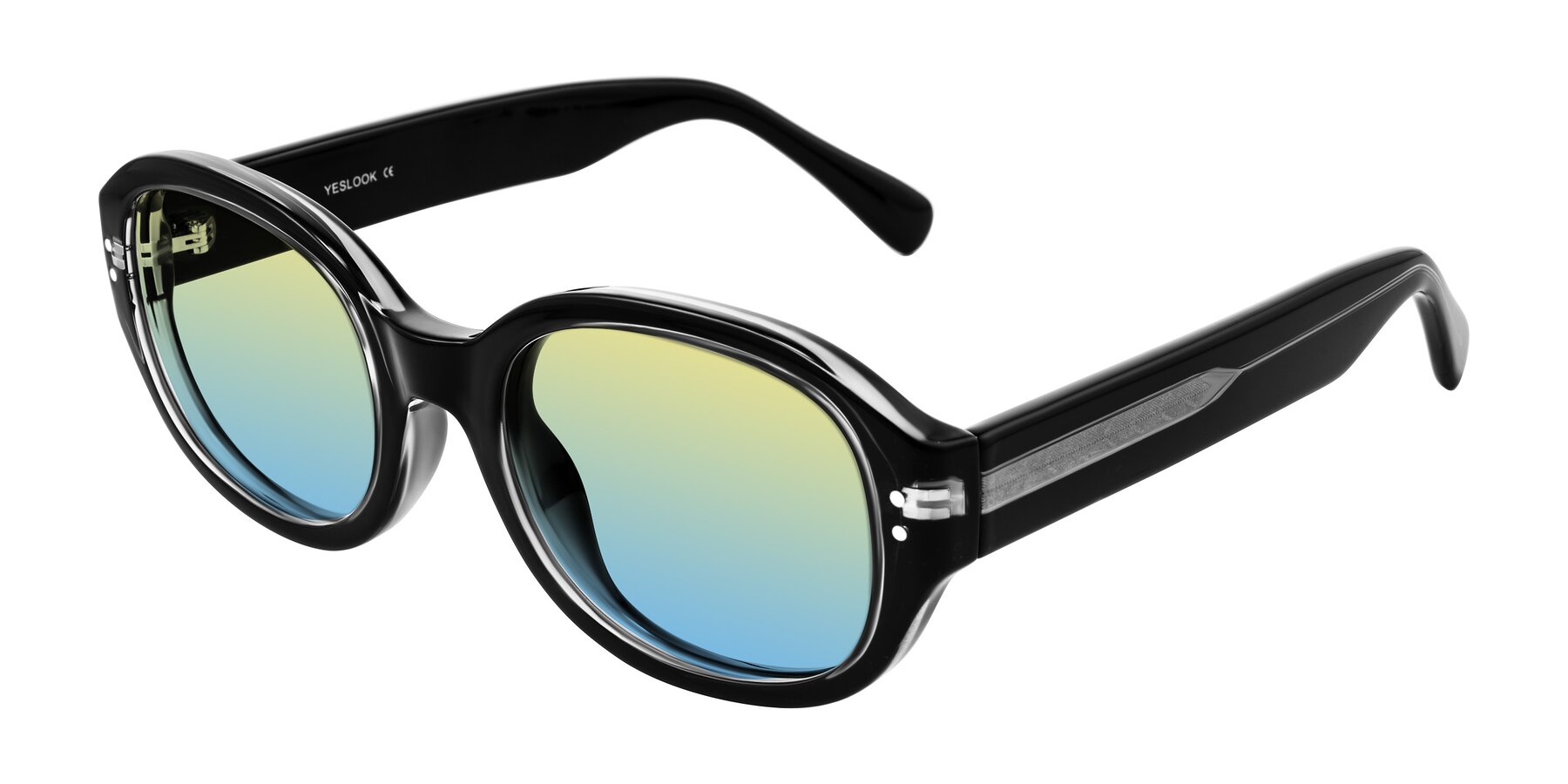 Angle of Novak in Black with Yellow / Blue Gradient Lenses