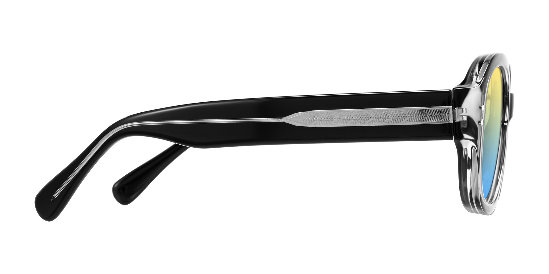 Side of Novak in Black with Yellow / Blue Gradient Lenses