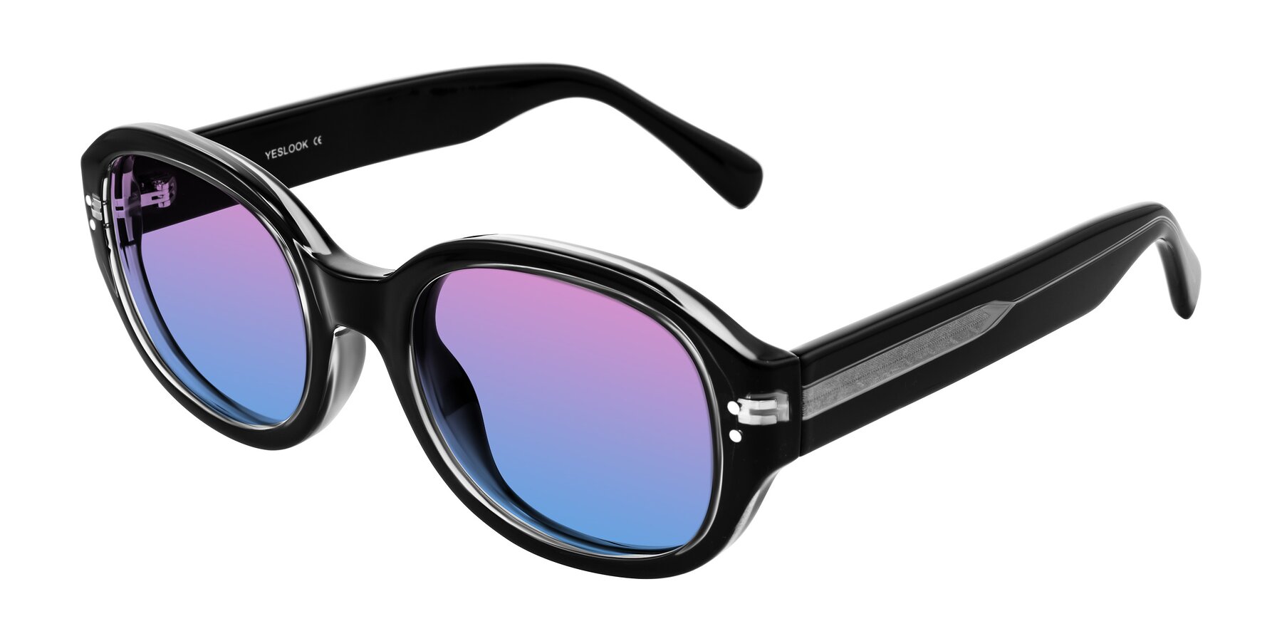 Angle of Novak in Black with Pink / Blue Gradient Lenses