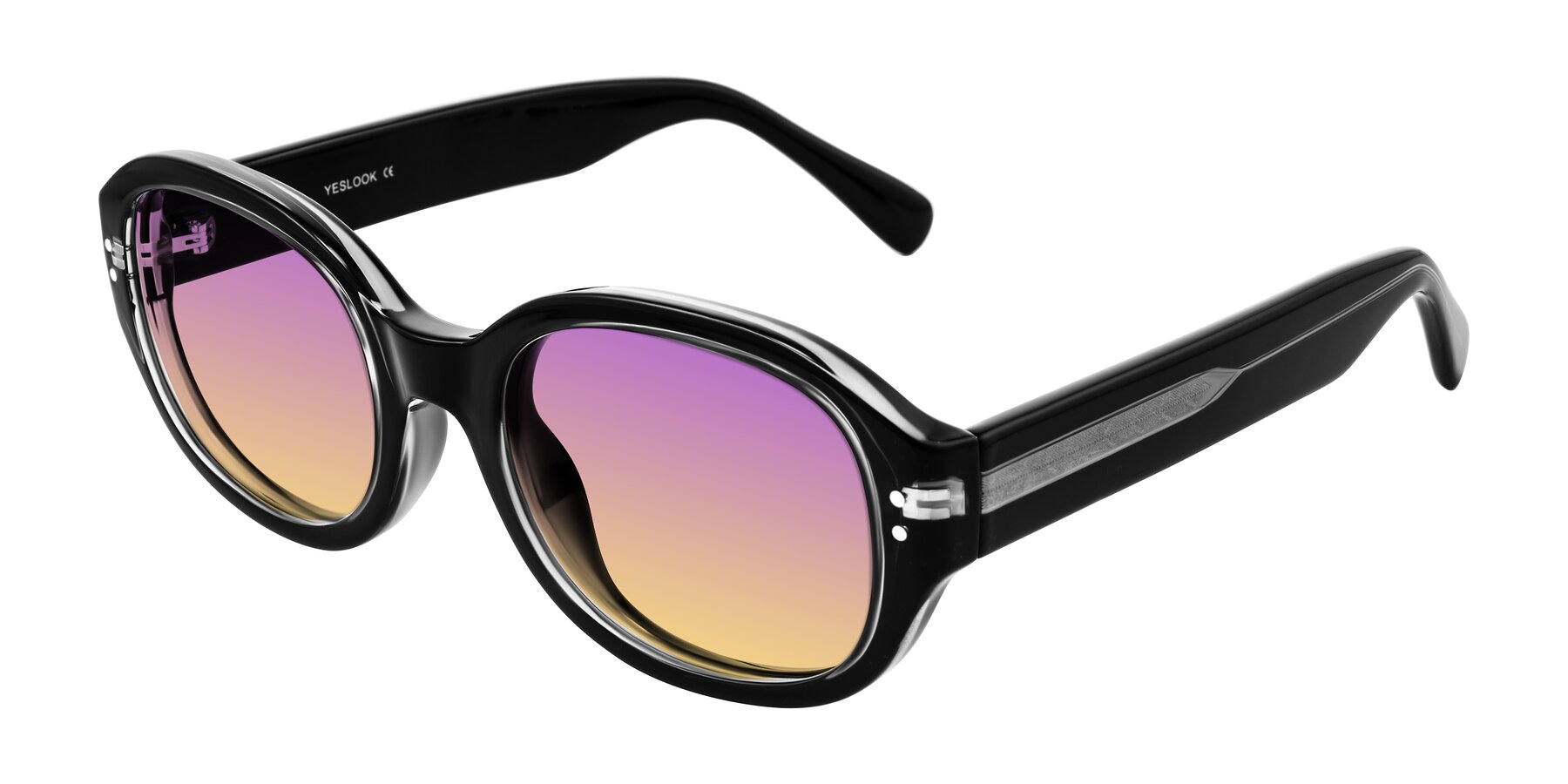 Angle of Novak in Black with Purple / Yellow Gradient Lenses