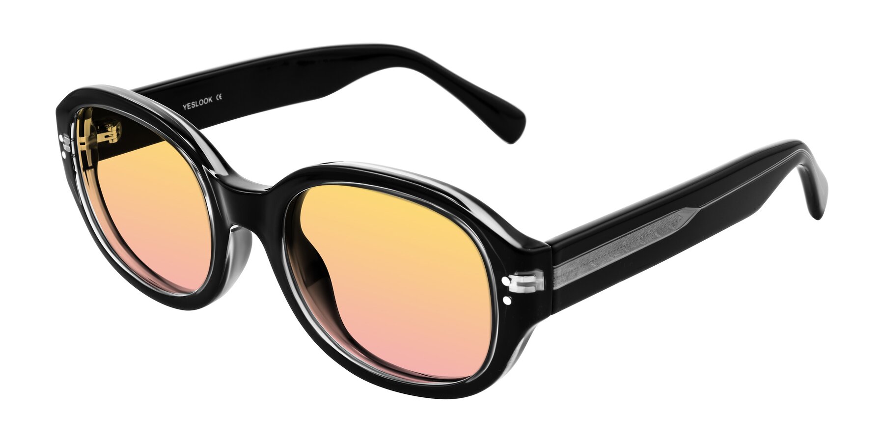 Angle of Novak in Black with Yellow / Pink Gradient Lenses