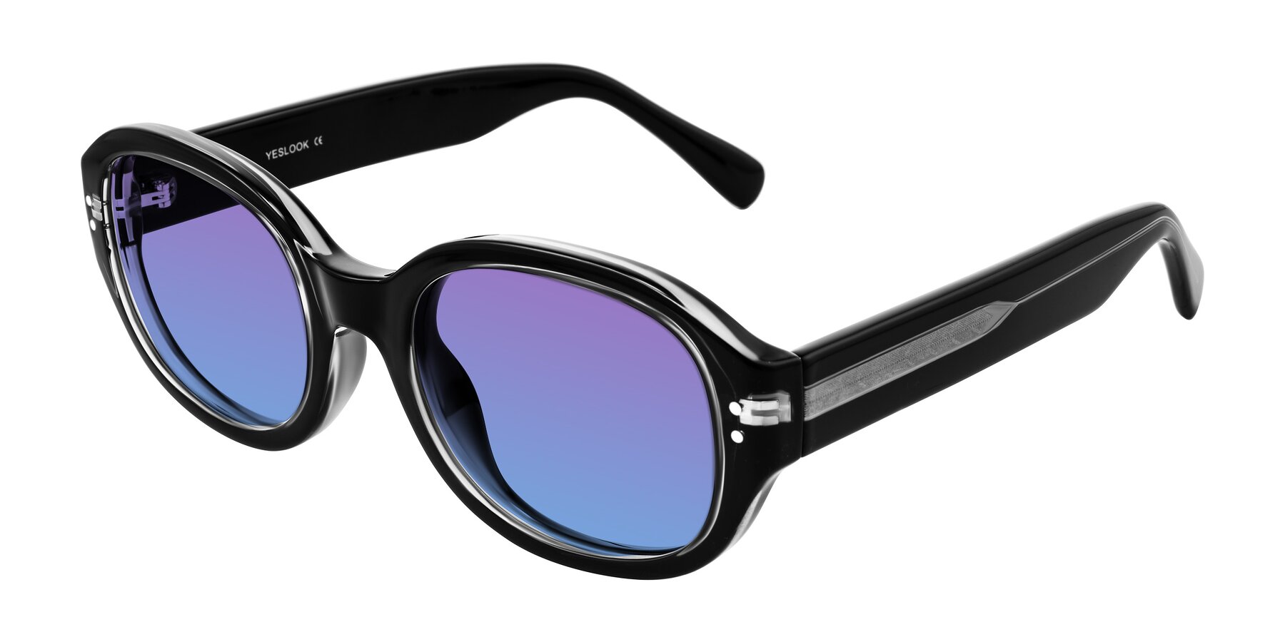 Angle of Novak in Black with Purple / Blue Gradient Lenses