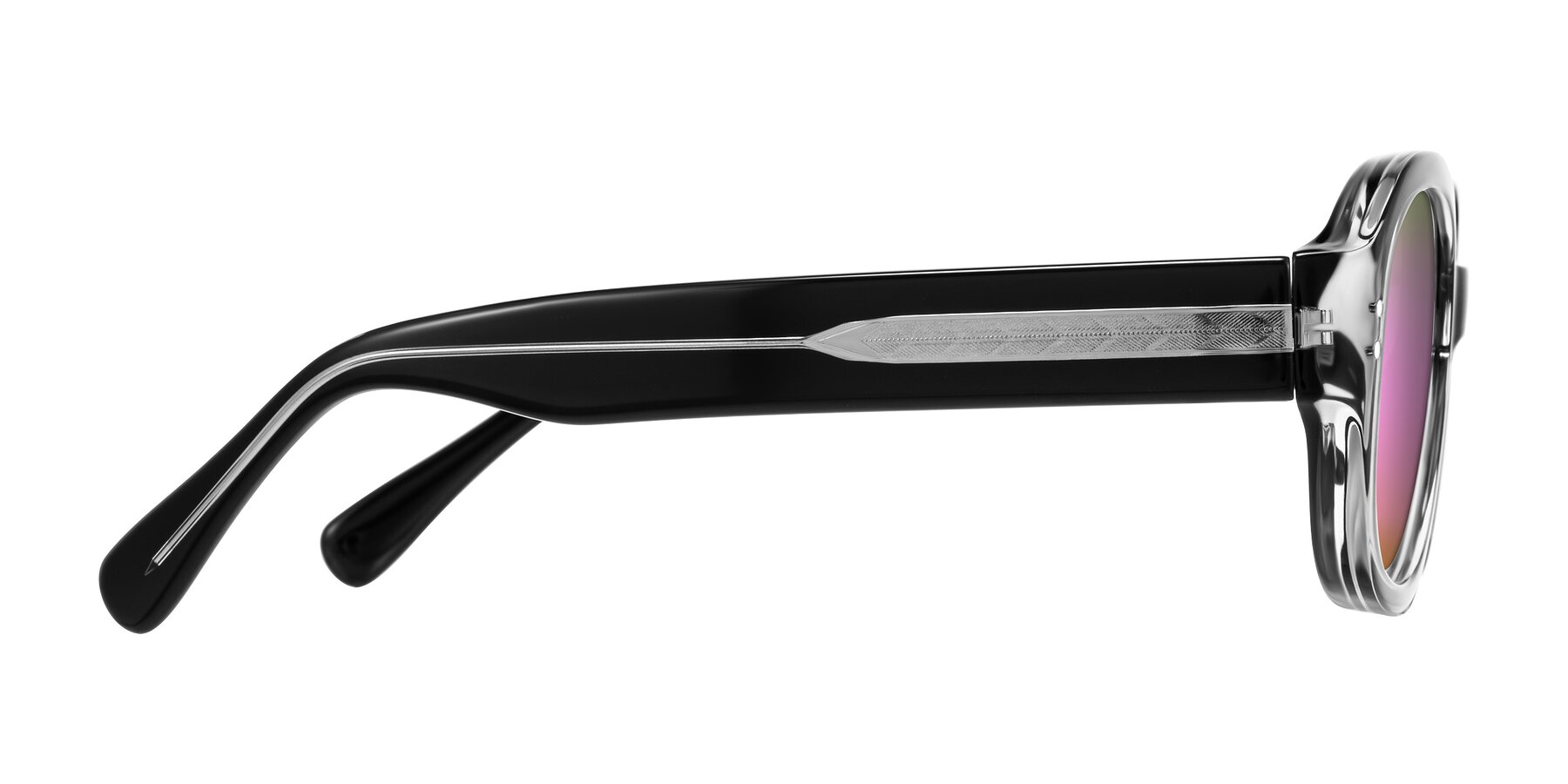 Side of Novak in Black with Pink Mirrored Lenses