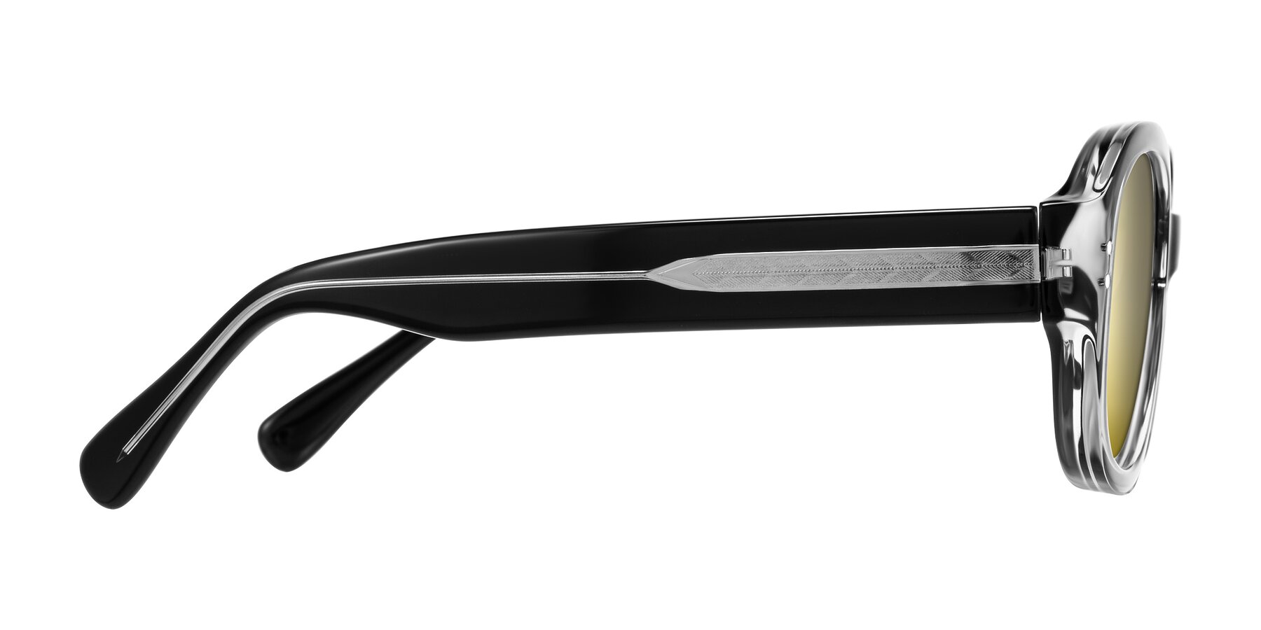 Side of Novak in Black with Gold Mirrored Lenses