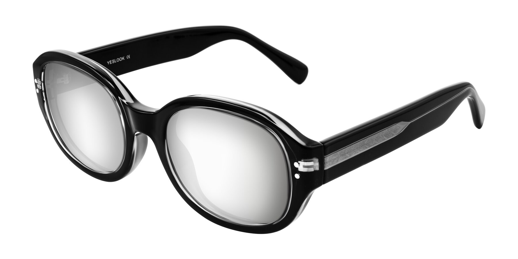 Angle of Novak in Black with Silver Mirrored Lenses