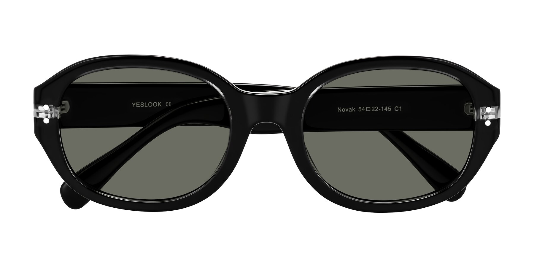 Folded Front of Novak in Black with Gray Polarized Lenses