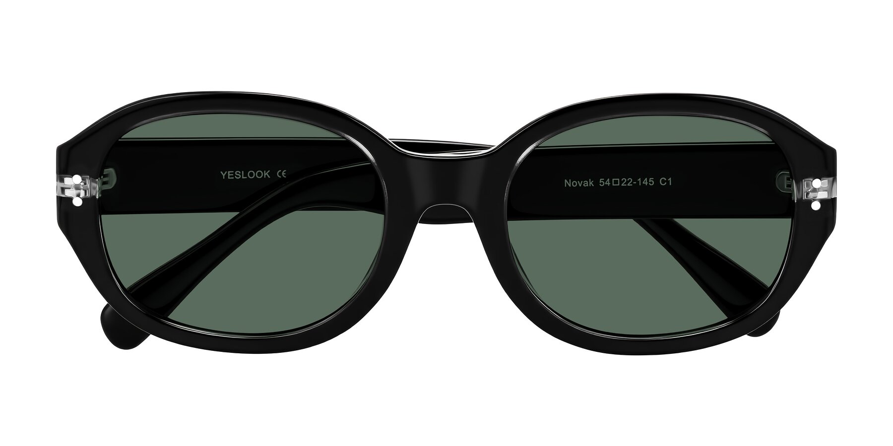 Folded Front of Novak in Black with Green Polarized Lenses
