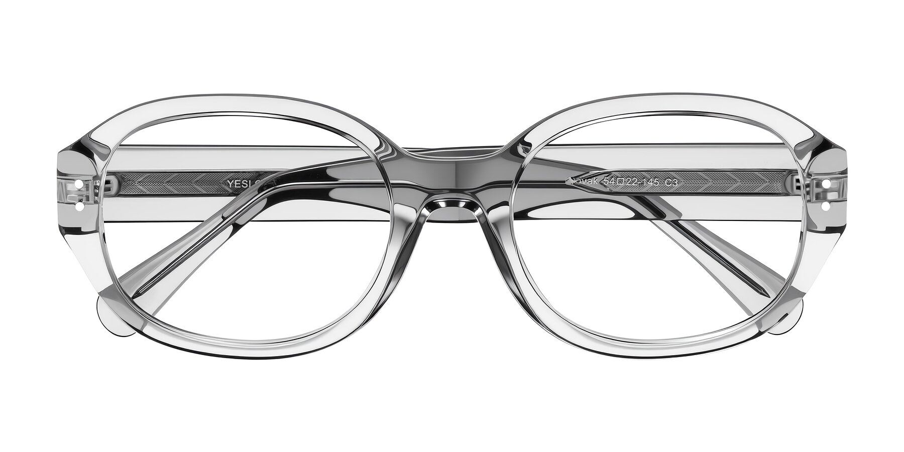 Folded Front of Novak in Transparent Gray with Clear Blue Light Blocking Lenses
