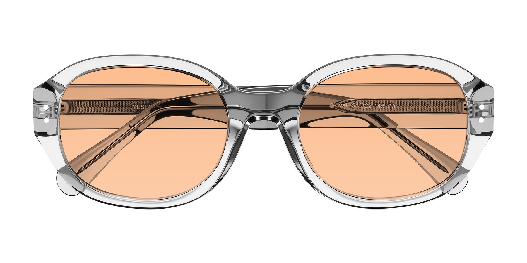 Folded Front of Novak in Transparent Gray with Light Orange Tinted Lenses