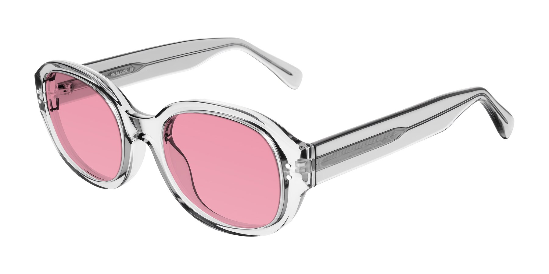 Angle of Novak in Transparent Gray with Pink Tinted Lenses