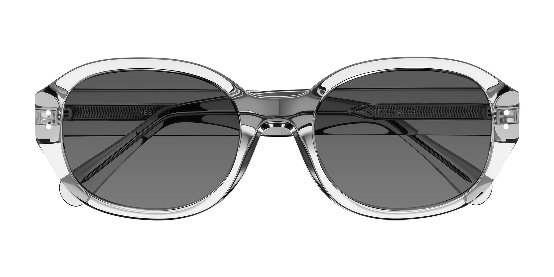 Folded Front of Novak in Transparent Gray with Medium Gray Tinted Lenses