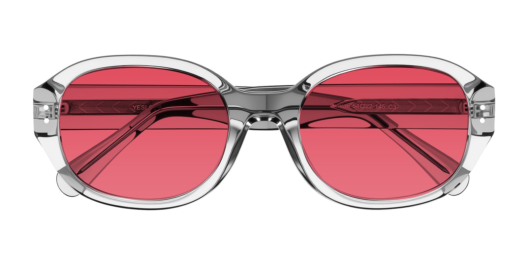 Folded Front of Novak in Transparent Gray with Red Tinted Lenses