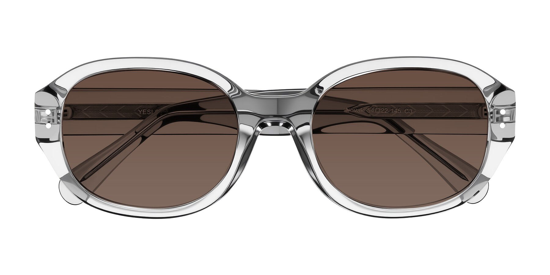 Folded Front of Novak in Transparent Gray with Brown Tinted Lenses