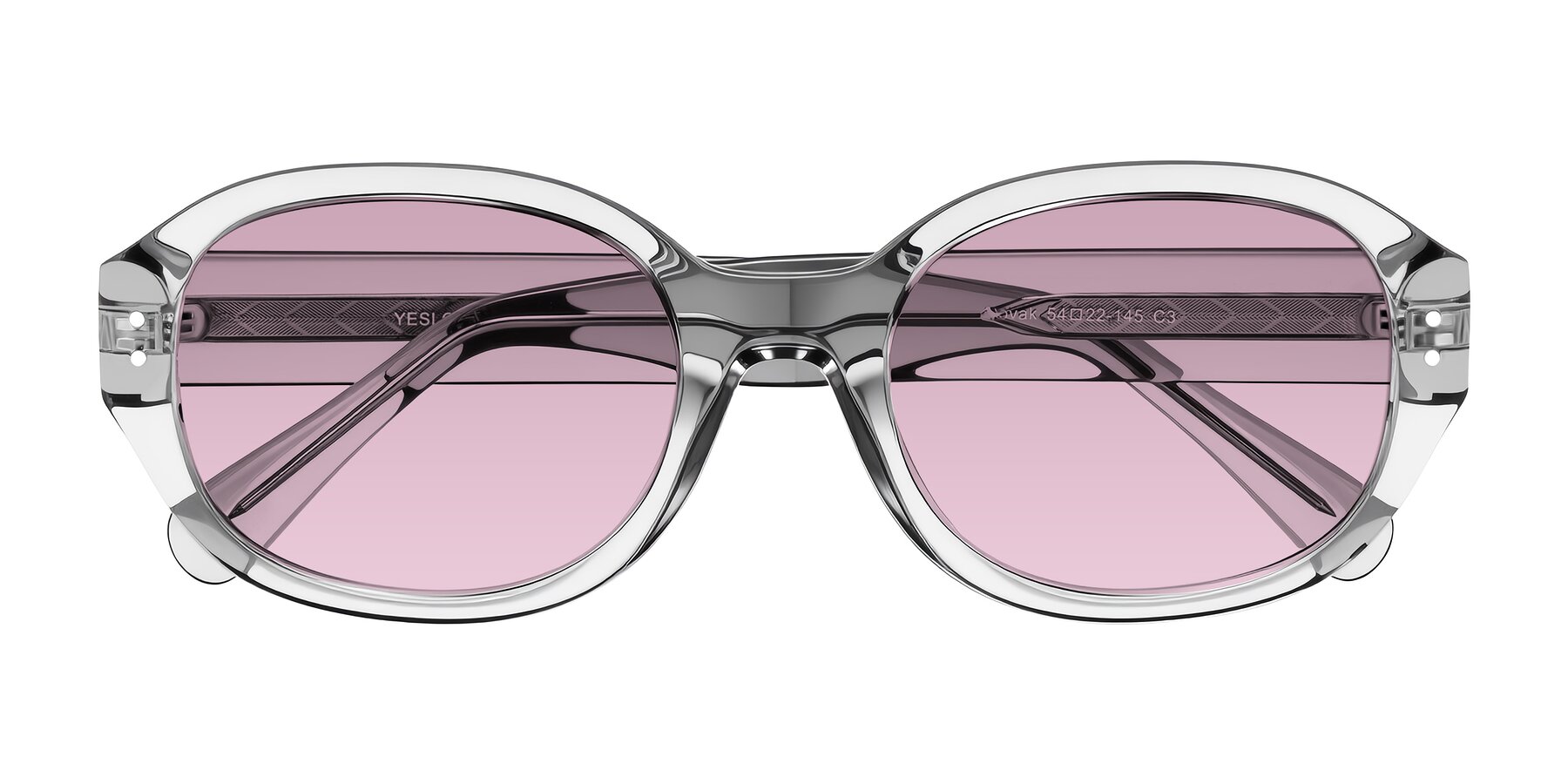 Folded Front of Novak in Transparent Gray with Light Wine Tinted Lenses