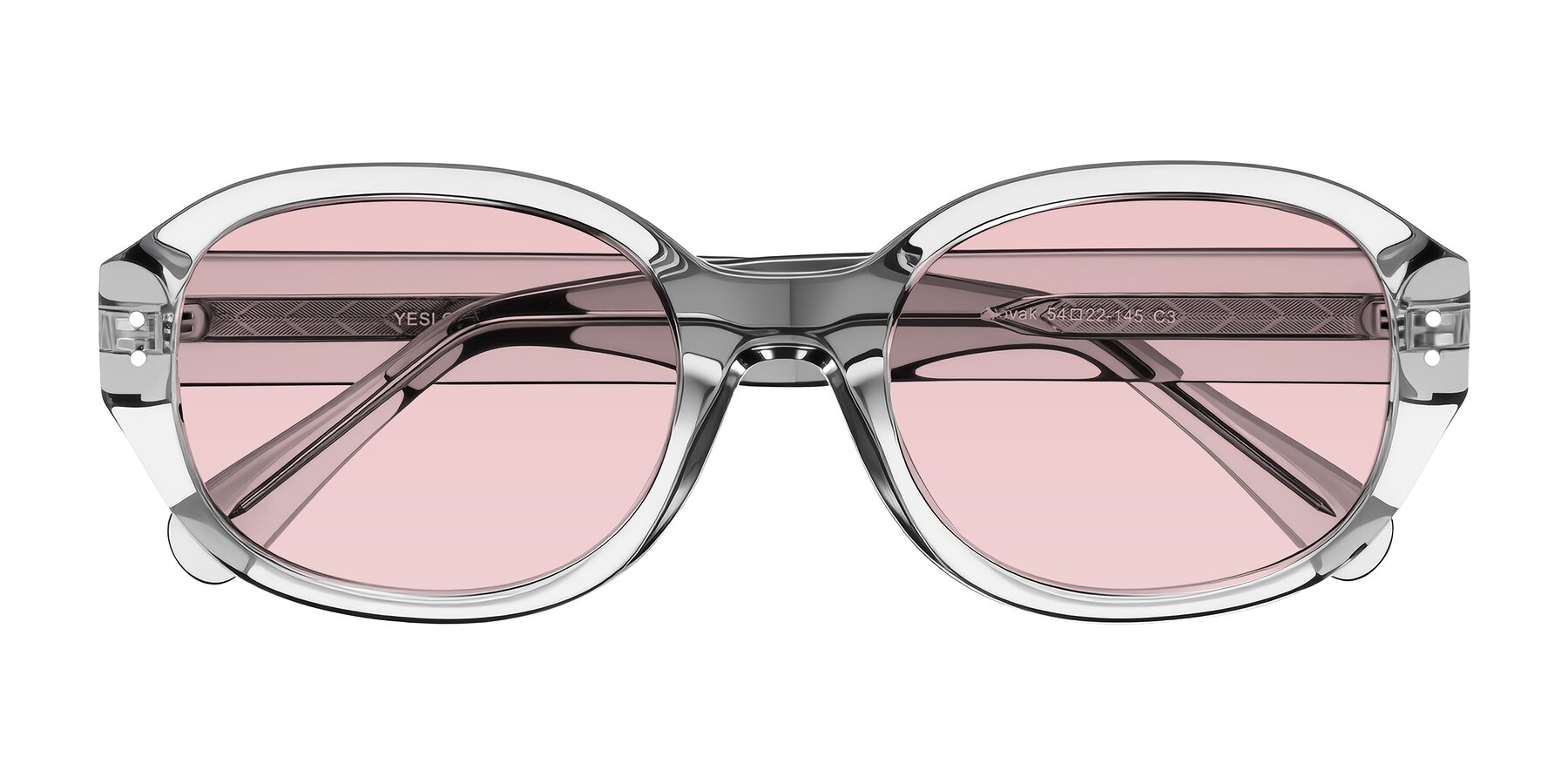 Folded Front of Novak in Transparent Gray with Light Garnet Tinted Lenses