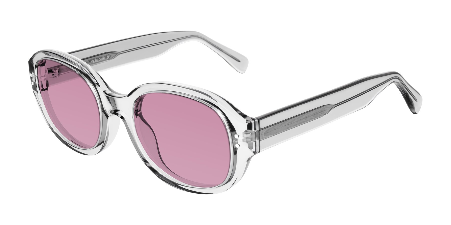 Angle of Novak in Transparent Gray with Medium Wine Tinted Lenses