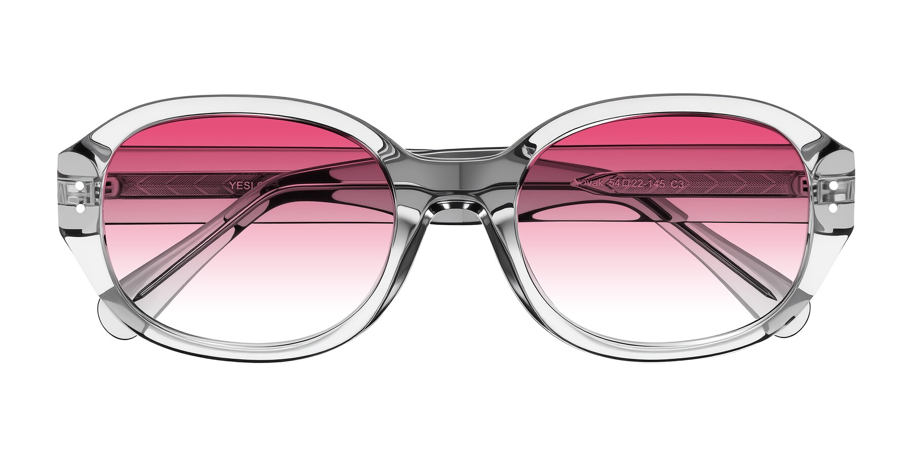 Folded Front of Novak in Transparent Gray with Pink Gradient Lenses