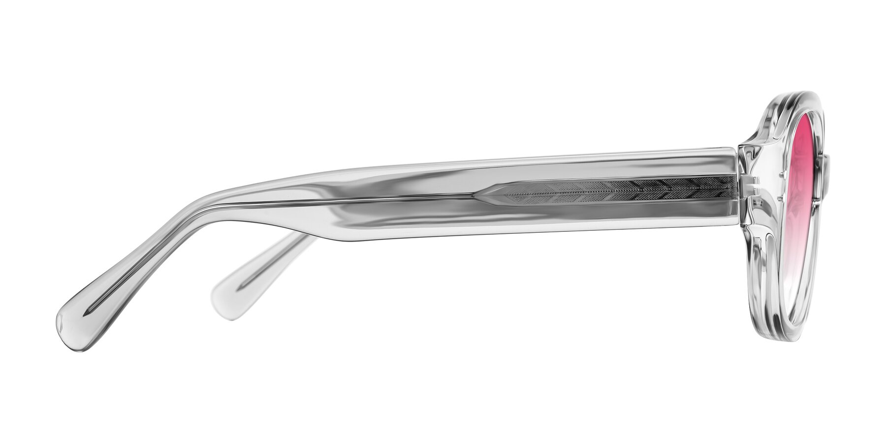 Side of Novak in Transparent Gray with Pink Gradient Lenses