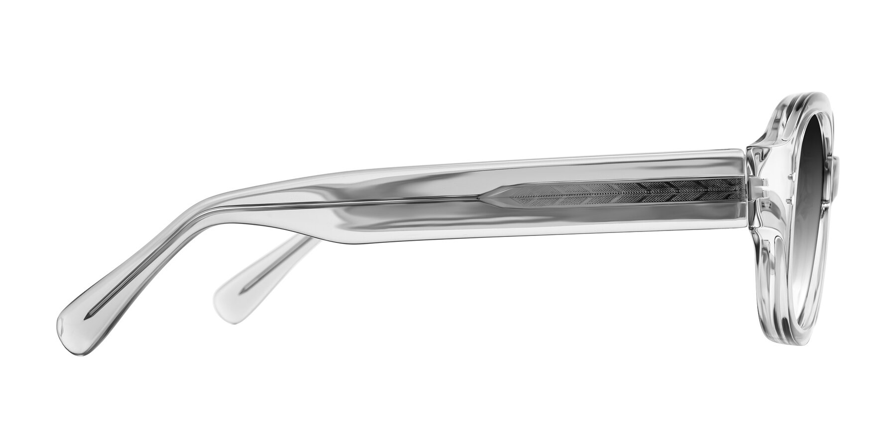Side of Novak in Transparent Gray with Gray Gradient Lenses