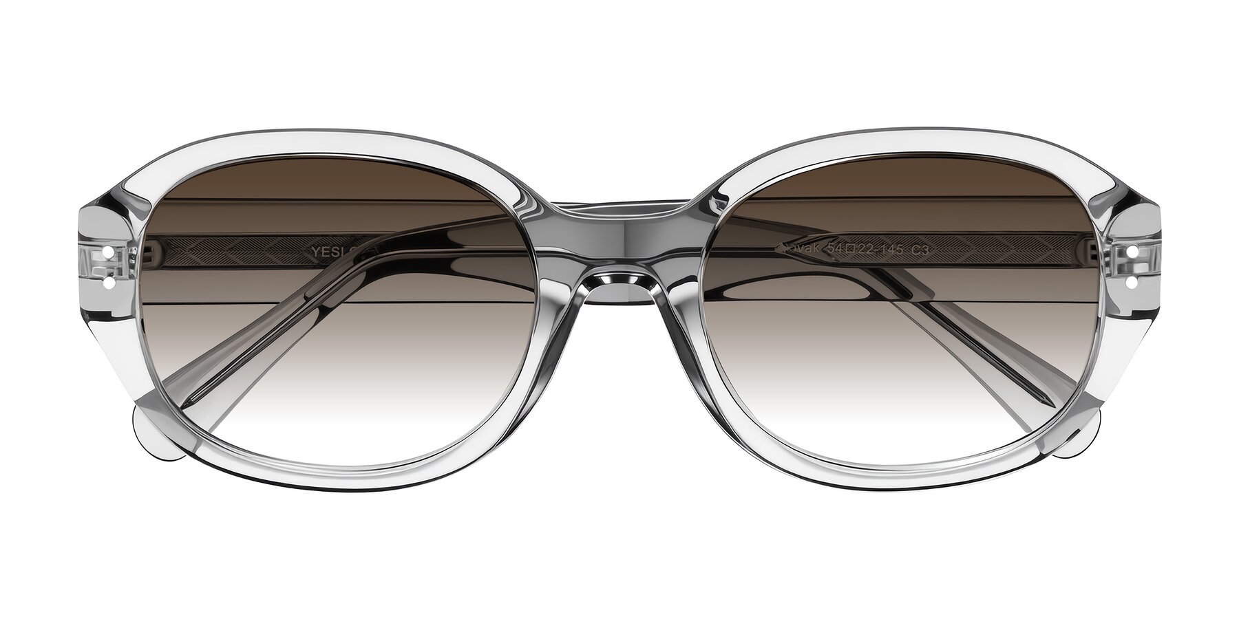 Folded Front of Novak in Transparent Gray with Brown Gradient Lenses