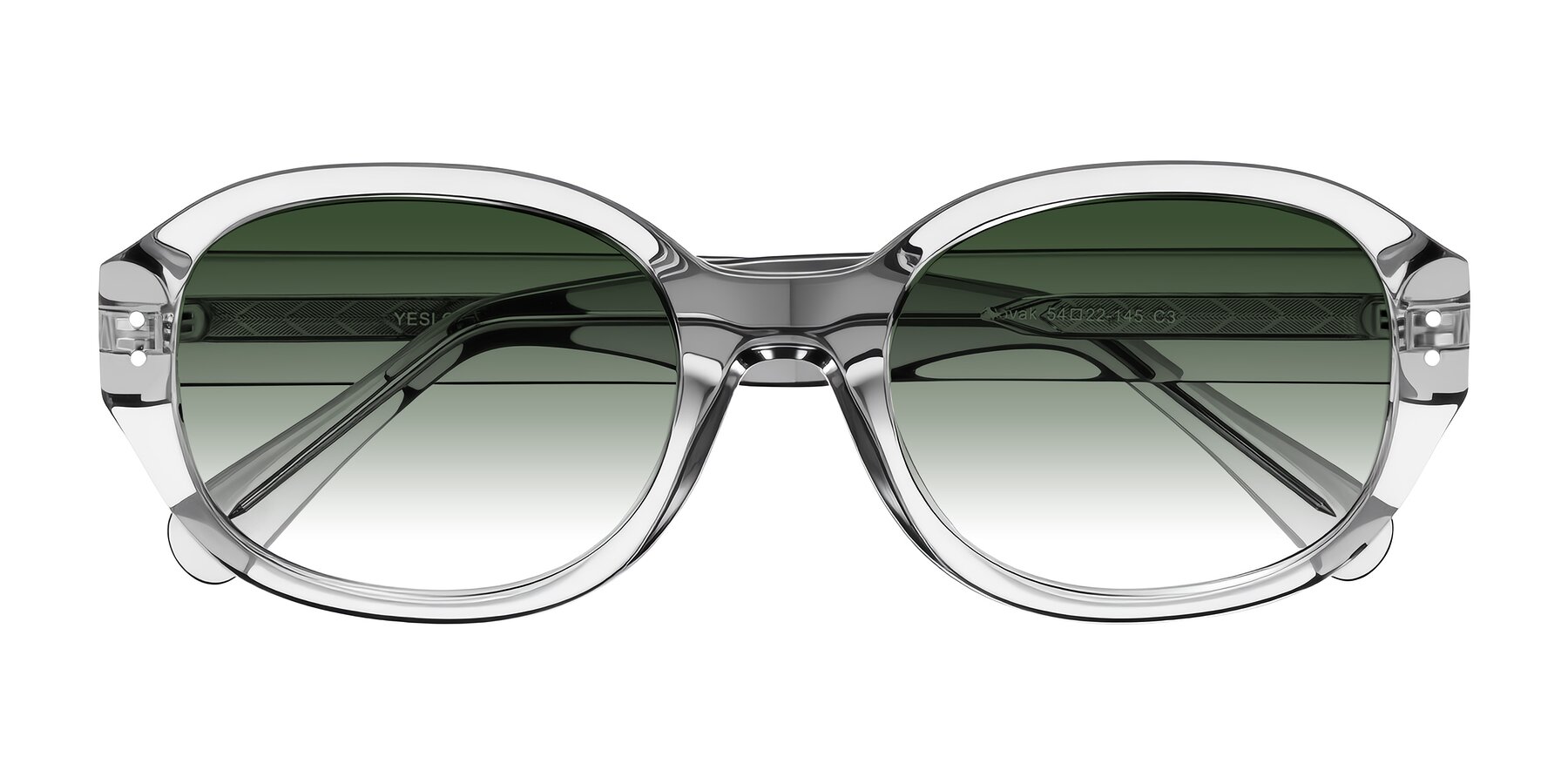 Folded Front of Novak in Transparent Gray with Green Gradient Lenses