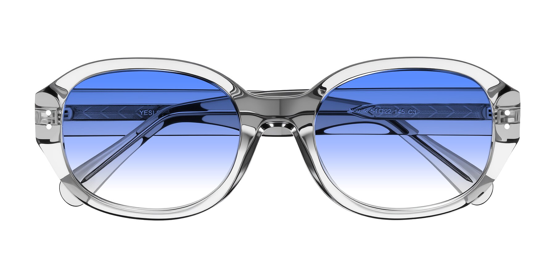 Folded Front of Novak in Transparent Gray with Blue Gradient Lenses