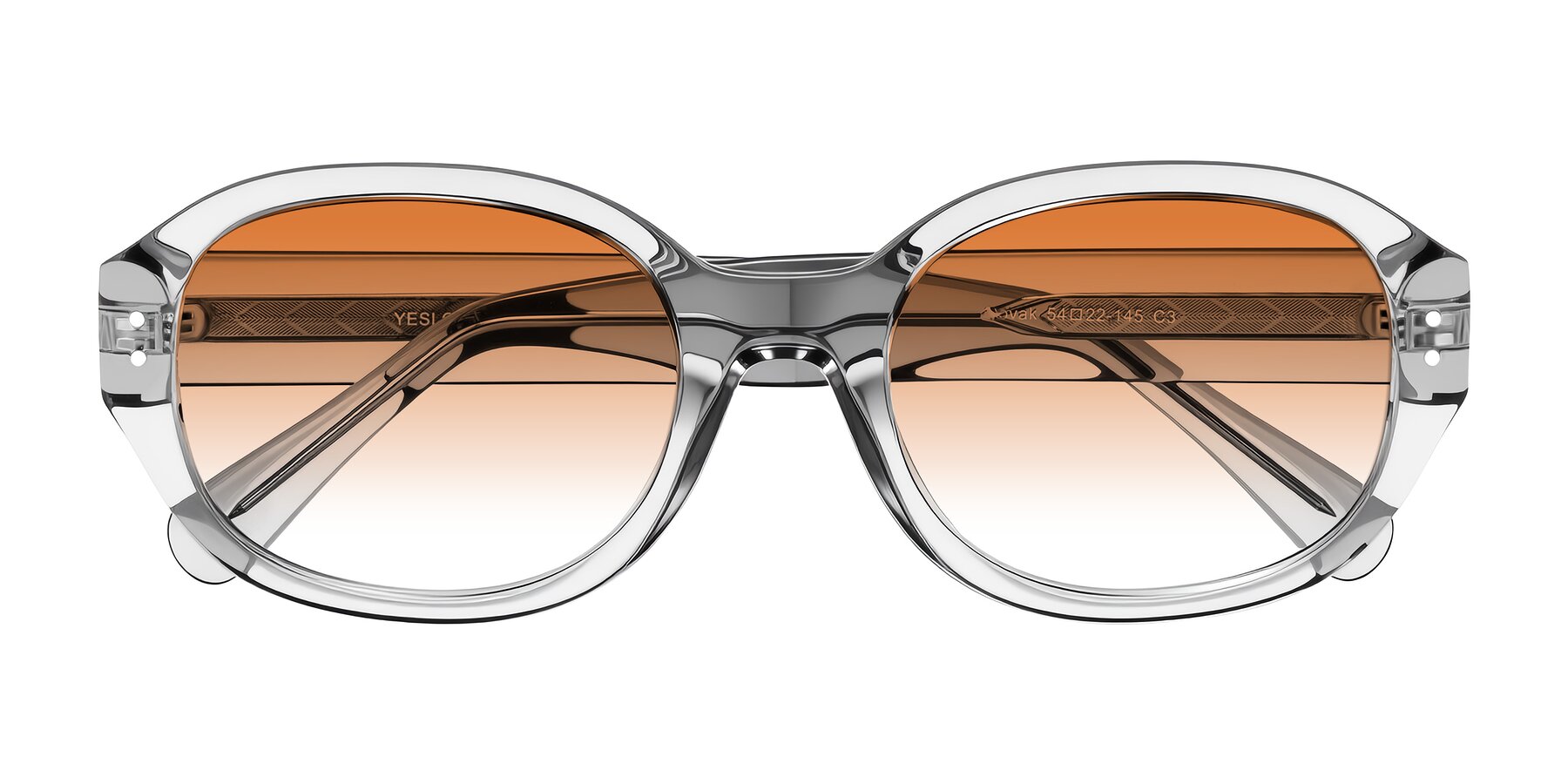 Folded Front of Novak in Transparent Gray with Orange Gradient Lenses