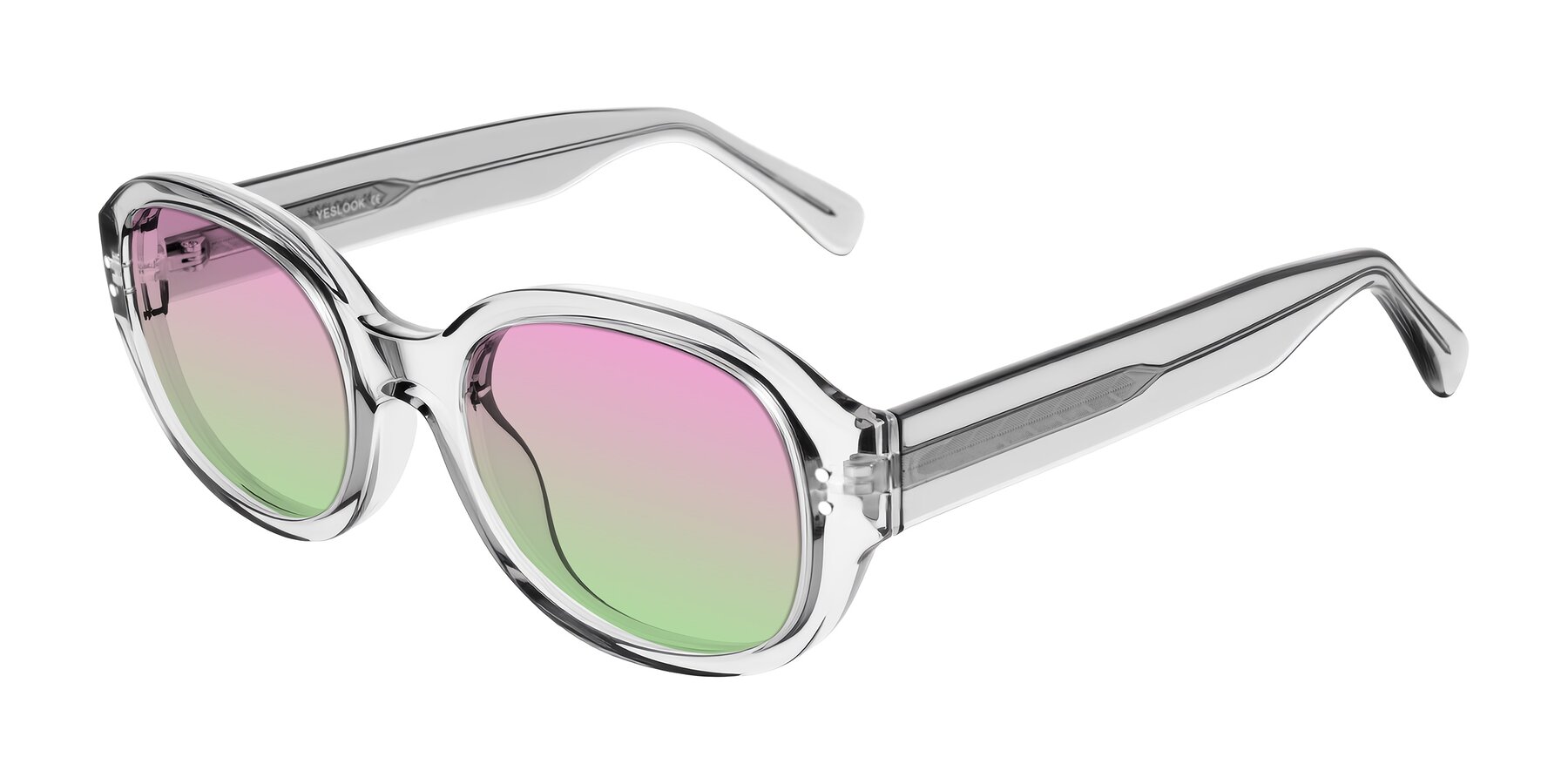 Angle of Novak in Transparent Gray with Pink / Green Gradient Lenses