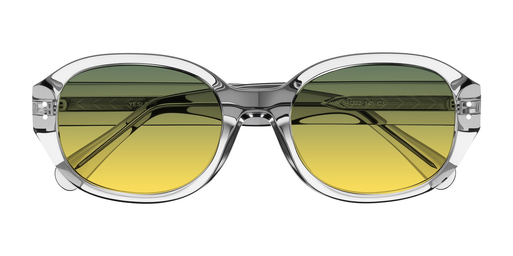 Folded Front of Novak in Transparent Gray with Green / Yellow Gradient Lenses
